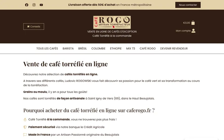 Capture du site Café Rogo