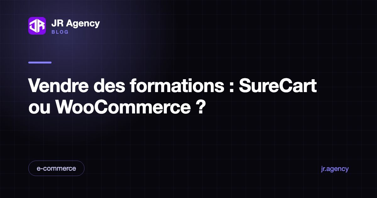 Page de paiement d'une formation en ligne sur WordPress, illustrant le choix entre SureCart et WooCommerce